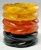 BB479 chunky carved cloudy marbled bakelite bangles